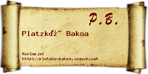 Platzkó Baksa névjegykártya
